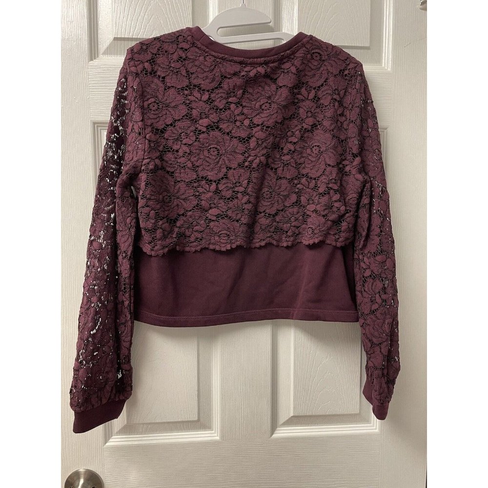 Maeve Anthropologie Womens Lace Blouse Burgundy M - Picture 4 of 5